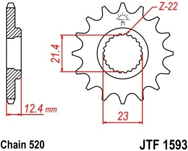 Řetězové kolečko JT JTF 1593-14 14 zubů, 520 JTF1593.14 726.42.78