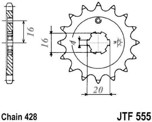Řetězové kolečko JT JTF 555-14 14 zubů, 428 JTF555.14 726.27.44
