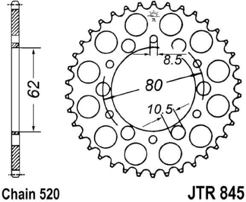 Řetězová rozeta JT JTR 845-46 46 zubů, 520 JTR845.46 727.32.04