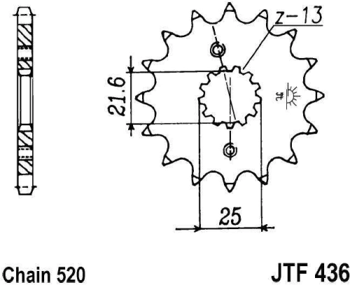 Řetězové kolečko JT JTF 436-14 14 zubů, 520 JTF436.14 726.63.23