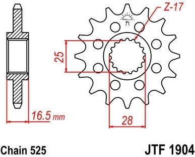 Řetězové kolečko JT JTF 1904-15 15 zubů, 525 JTF1904.15 726.1904-15