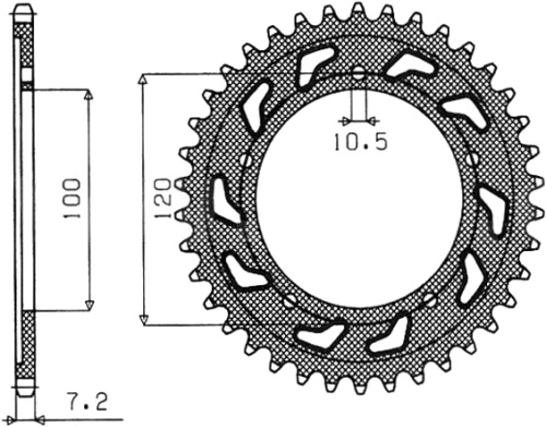 Ocelová rozeta pro sekundární řetězy typu 525, SUNSTAR (44 zubů) M271-4008-44