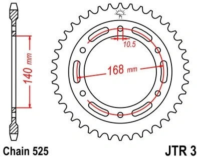 Řetězová rozeta JT JTR 3-41 41 zubů, 525 JTR3.41 727.17.45