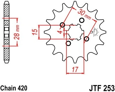 Řetězové kolečko JT JTF 253-17 17 zubů, 420 JTF253.17 726.04.82