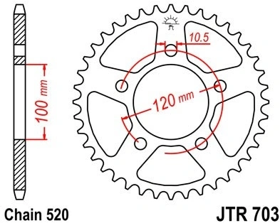 Řetězová rozeta JT JTR 703-47 47 zubů, 520 JTR703.47 727.28.75
