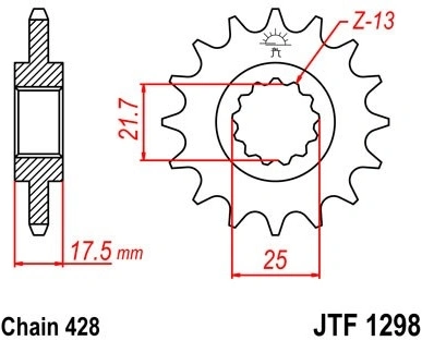 Řetězové kolečko JT JTF 1298-17 17 zubů, 428 JTF1298.17 726.1298-17
