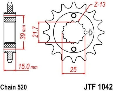 Řetězové kolečko JT JTF 1042-14 14 zubů, 520 JTF1042.14 726.37.26