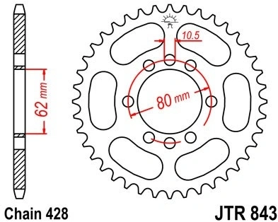 Řetězová rozeta JT JTR 843-53 53 zubů, 428 JTR843.53 727.05.80
