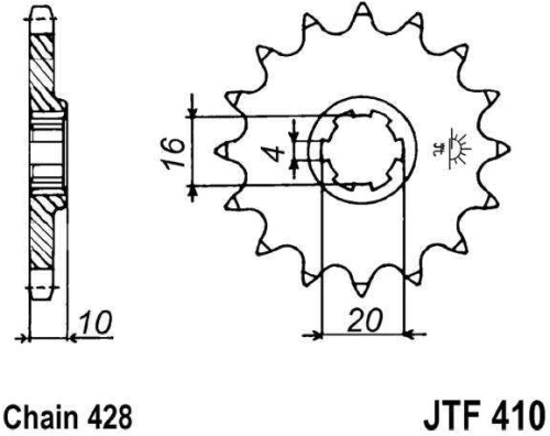Řetězové kolečko JT JTF 410-14 14 zubů, 428 JTF410.14 726.00.60