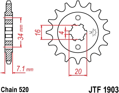 Řetězové kolečko JT JTF 1903-12 12 zubů, 520 JTF1903.12 726.1903-12