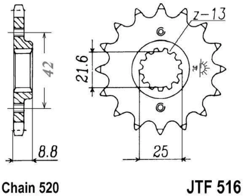 Řetězové kolečko JT JTF 516-14 14 zubů, 520 JTF516.14 726.46.90