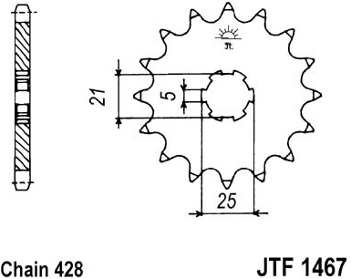 Řetězové kolečko JT JTF 1467-13 13 zubů, 428 JTF1467.13 726.1467-13