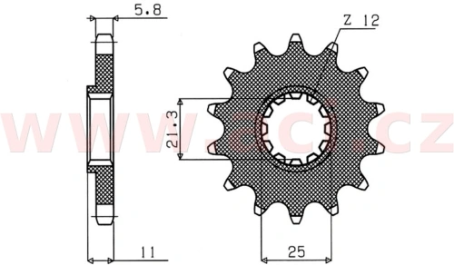 Řetězové kolečko pro sekundární řetězy typu 520, SUNSTAR (15 zubů) M291-3050-15
