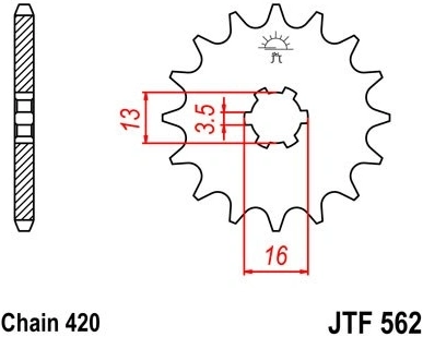 Řetězové kolečko JT JTF 562-09 9 zubů, 420 JTF562.09 726.45.67