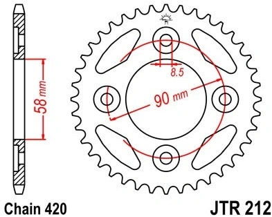 Řetězová rozeta JT JTR 212-34 34 zubů, 420 JTR212.34 727.212-34