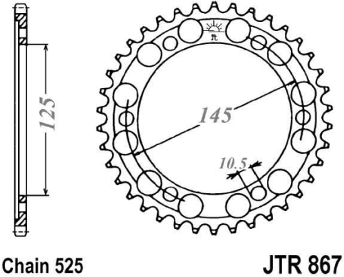 Řetězová rozeta JT JTR 867-42 42 zubů, 525 JTR867.42 727.57.61