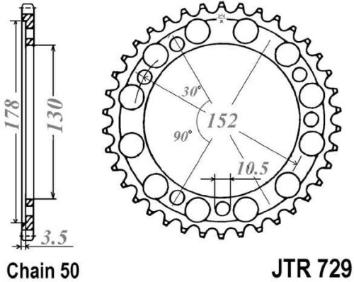 Řetězová rozeta JT JTR 729-46 46 zubů, 530 JTR729.46 727.53.65