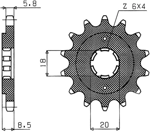 Řetězové kolečko pro sekundární řetězy typu 520, SUNSTAR (14 zubů) M291-3006-14