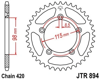 Řetězová rozeta JT JTR 894-46 46 zubů, 420 JTR894.46 727.56.88