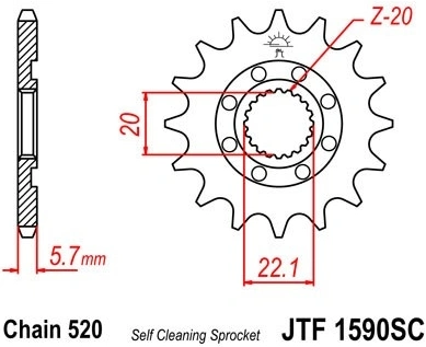 Řetězové kolečko JT JTF 1590-13SC 13 zubů, 520 Samočistící, Nízká hmotnost JTF1590.13SC 726.07.97