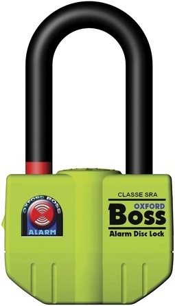 Zámek kotoučové brzdy Boss Alarm, OXFORD (integrovaný alarm, průměr čepu 14 mm, žlutý)