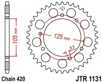Řetězová rozeta JT JTR 1131-62 62 zubů, 420 JTR1131.62 727.1131-62