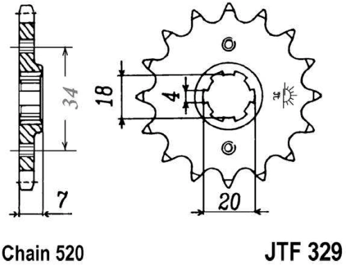 Řetězové kolečko JT JTF 329-13 13 zubů, 520 JTF329.13 726.25.95