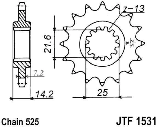 Řetězové kolečko JT JTF 1531-15 15 zubů, 525 JTF1531.15 726.12.66