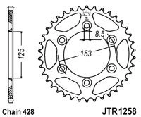 Řetězová rozeta JT JTR 1258-54 54 zubů, 428 JTR1258.54 727.10.18