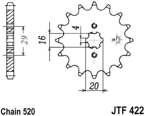 Řetězové kolečko JT JTF 422-12 12 zubů, 520 JTF422.12 726.20.17