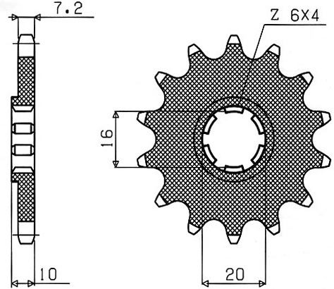 Řetězové kolečko pro sekundární řetězy typu 428, SUNSTAR (16 zubů) M291-2012-16