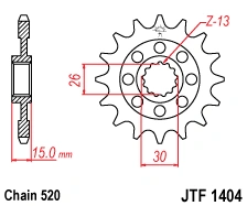 Řetězové kolečko JT JTF 1404-15 15 zubů, 520 JTF1404.15 726.1404-15