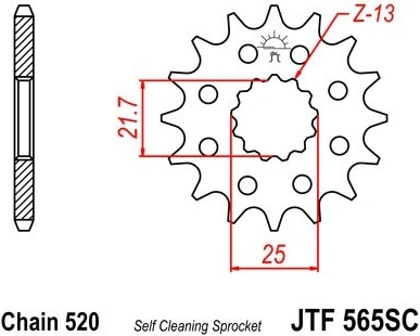 Řetězové kolečko JT JTF 565-12SC 12 zubů, 520 Samočistící, Nízká hmotnost JTF565.12SC 726.12.09