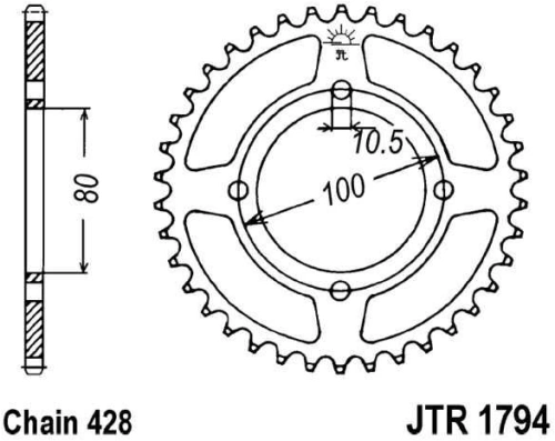 Řetězová rozeta JT JTR 1794-45 45 zubů, 428 JTR1794.45 727.59.69