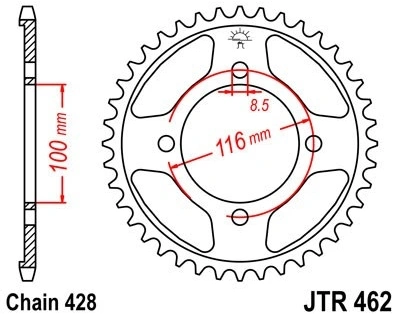 Řetězová rozeta JT JTR 462-51 51 zubů, 428 JTR462.51 727.89.55