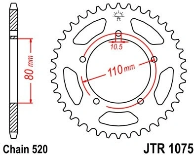 Řetězová rozeta JT JTR 1075-39 39 zubů, 520 JTR1075.39 727.43.84