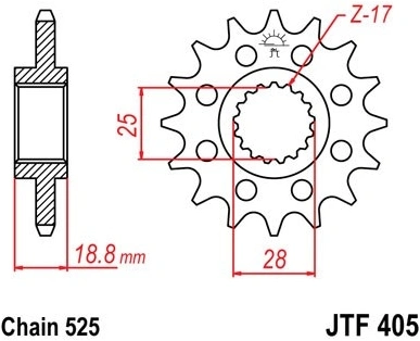 Řetězové kolečko JT JTF 405-19 19 zubů, 525 JTF405.19 726.405-19