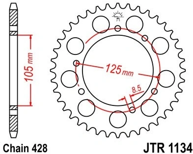 Řetězová rozeta JT JTR 1134-51 51 zubů, 428 JTR1134.51 727.18.44