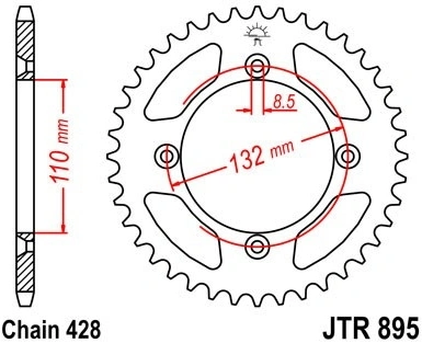 Řetězová rozeta JT JTR 895-46 46 zubů, 428 JTR895.46 727.89.89