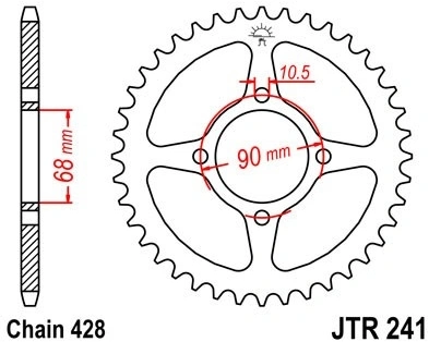 Řetězová rozeta JT JTR 241-53 53 zubů, 428 JTR241.53 727.241-53