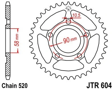 Řetězová rozeta JT JTR 604-44 44 zubů, 520 JTR604.44 727.604-44