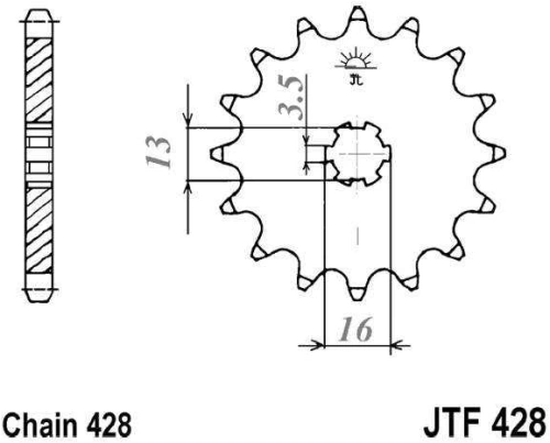 Řetězové kolečko JT JTF 428-14 14 zubů, 428 JTF428.14 726.25.46