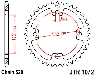 Řetězová rozeta JT JTR 1072-38 38 zubů, 520 JTR1072.38 727.14.30