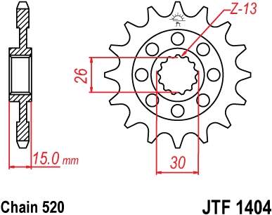 Řetězové kolečko JT JTF 1404-16 16 zubů, 520 JTF1404.16 726.1404-16