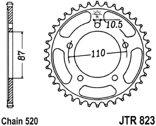 Řetězová rozeta JT JTR 823-39 39 zubů, 520 JTR823.39 727.36.59