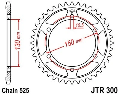 Řetězová rozeta JT JTR 300-43 43 zubů, 525 JTR300.43 727.300-43