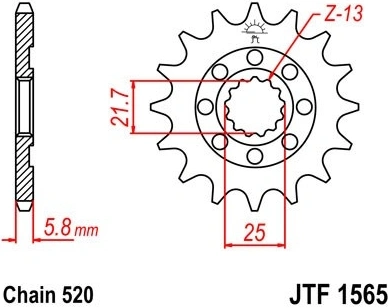 Řetězové kolečko JT JTF 1565-12 12 zubů, 520 JTF1565.12 726.17.79