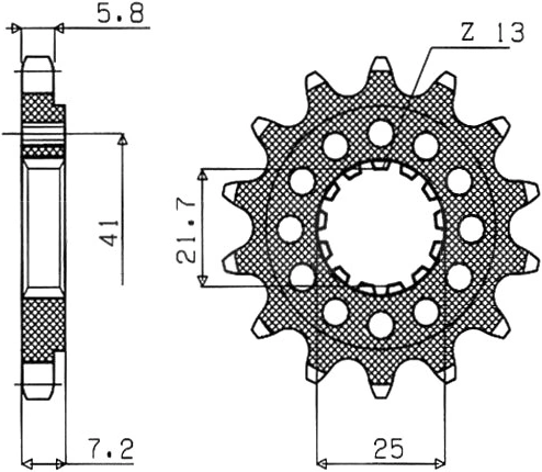 Řetězové kolečko pro sekundární řetězy typu 520, SUNSTAR (16 zubů) M291-3062-16
