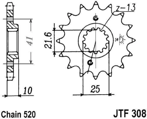 Řetězové kolečko JT JTF 308-14RB 14 zubů, 520 pogumované JTF308.14RB 726.31.89