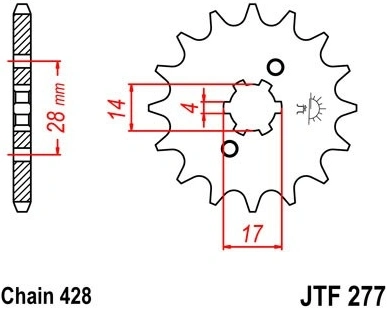 Řetězové kolečko JT JTF 277-13 13 zubů, 428 JTF277.13 726.277-13